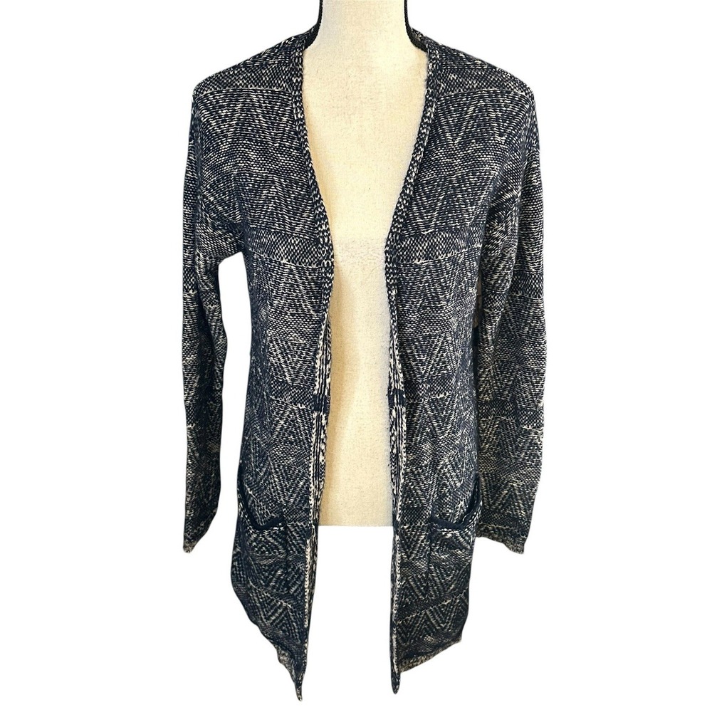 Faherty Cotton Cashmere Gray Knit Cardigan Sweater Open Front Pockets Size M